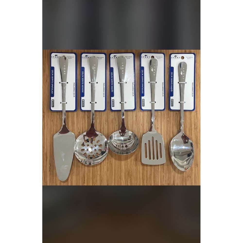 İVORY PASLANMAZ ÇELİK LÜKS 5 Lİ KAŞIK SETİ
