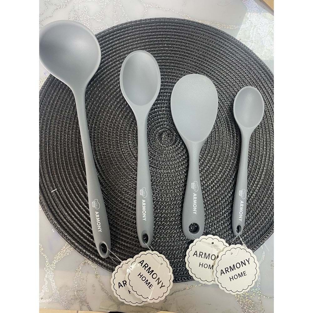 ARMONY 4 LÜ SİLİKON KAŞIK SETİ GRİ