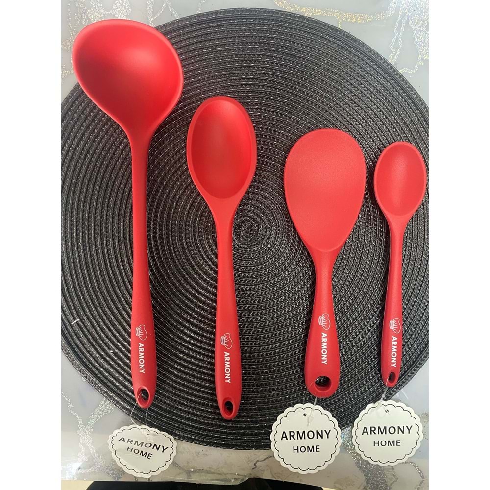 ARMONY 4 LÜ SİLİKON KAŞIK SETİ KIRMIZI