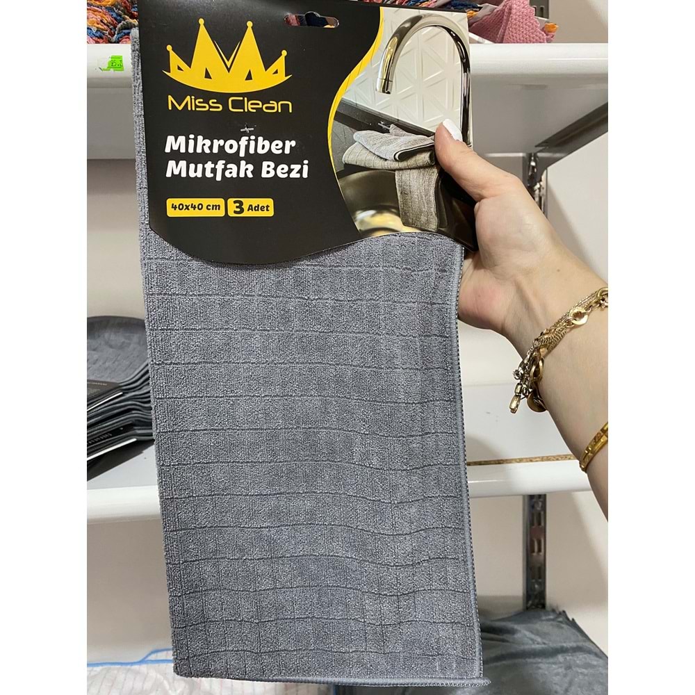 MİSCLEAN 3 LÜ TEZGAH BEZİ GRİ (20 PKT)