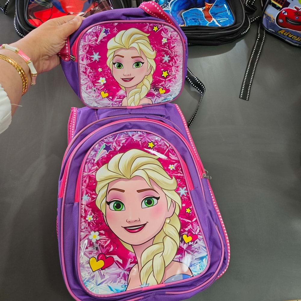 ÇİZGİ FİLM ELSA 2 KAREKTERLİ İLKOKUL ÇANTALARI