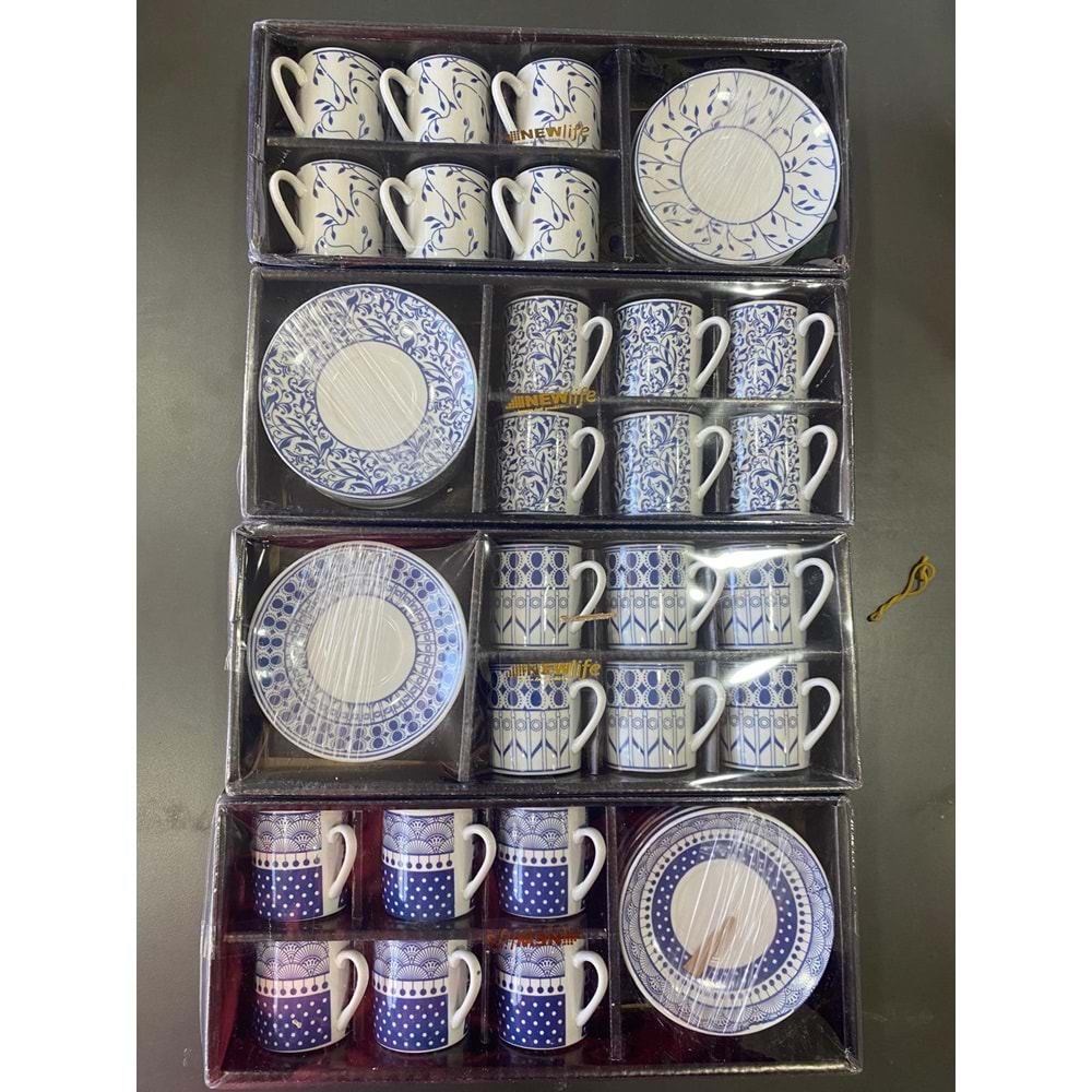 MAVİ MODEL 6 LI DESENLİ KAHVE FİNCAN TAKIMI