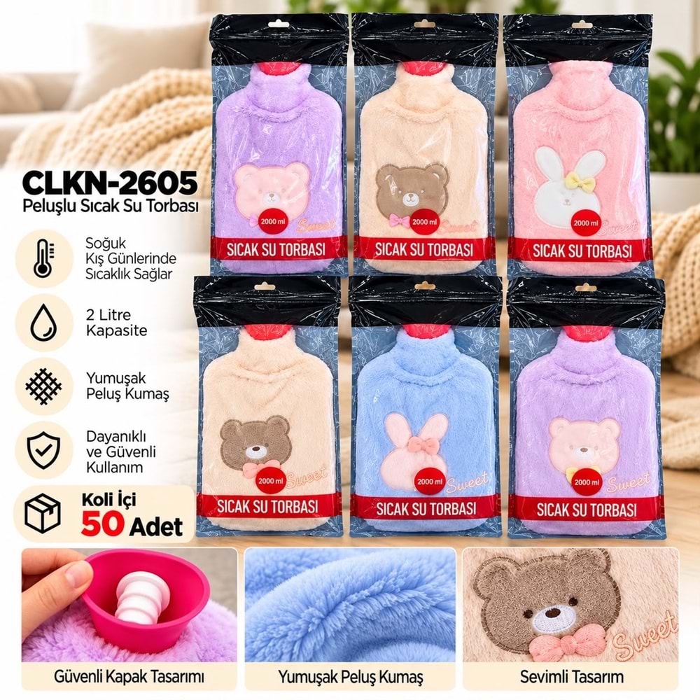 TAVŞAN VE AYICIK MODEL BÜYÜK BOY SICAK SU TORBASI CLKN2605