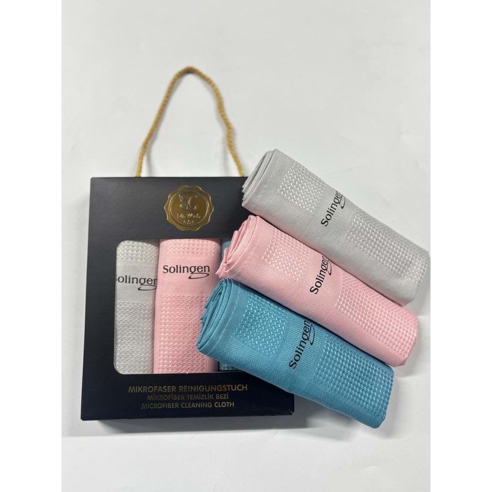 SOLİNGEN MİKROFİBER 3 LÜ CAM VE TEMİZLİK BEZİ (75 PAKET)