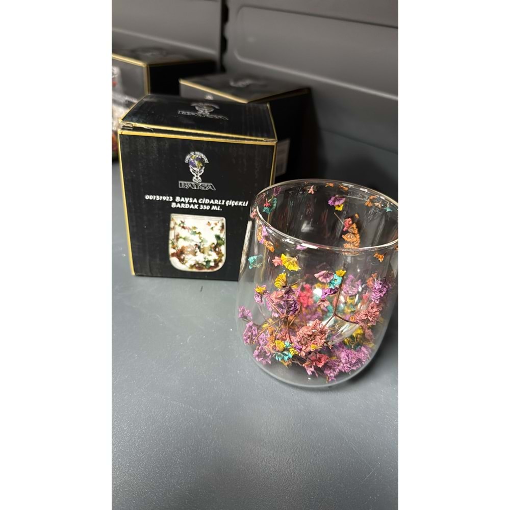 00151923 350 MİLİM CİDARLI ÇİÇEKLİ BARDAK