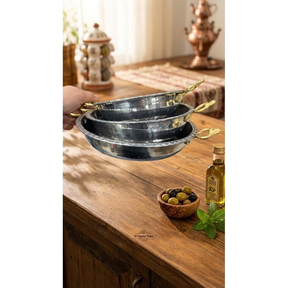 BAKIR GÖRÜNÜMLÜ 3 LÜ SAHAN SETİ