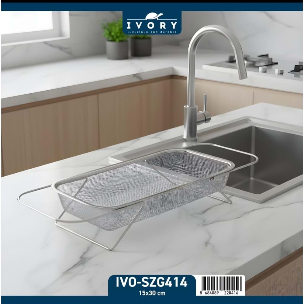 İVORY 15X30 CM KATLANIR ÇELİK SEPETSÜZGEÇ İVO-SZG414