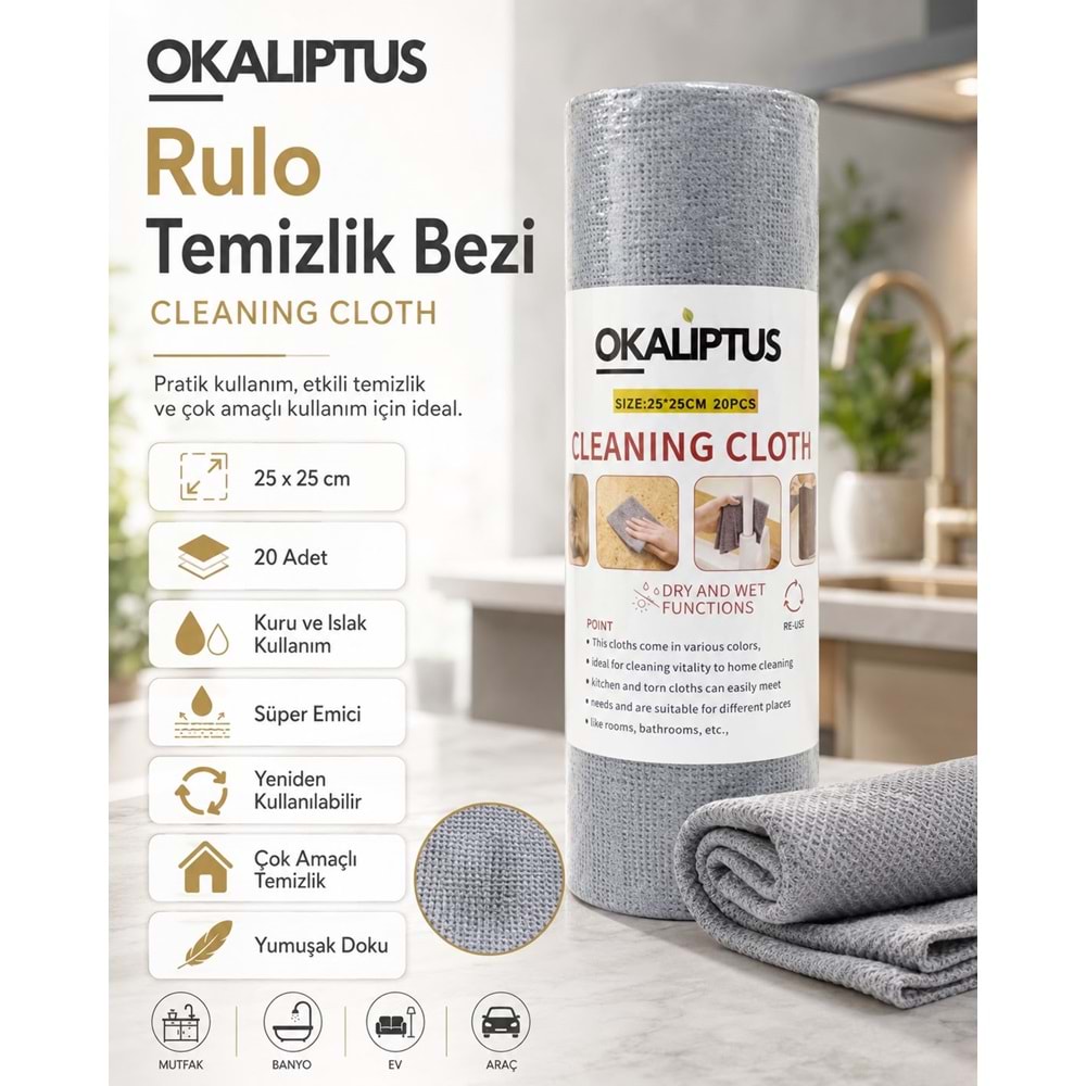 OKALİPTUS RULO TEMİZLİK BEZİ