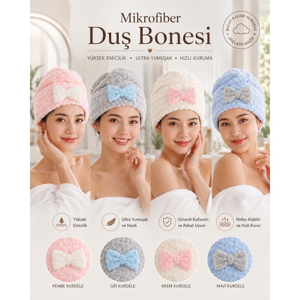 KARAKUŞ LÜKS MİKROFİBER DUŞ BONESİ
