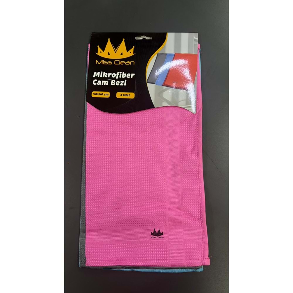MİSCLEAN MİKROFİBER 3 LÜ CAM BEZİ 40X40 (100 PKT)