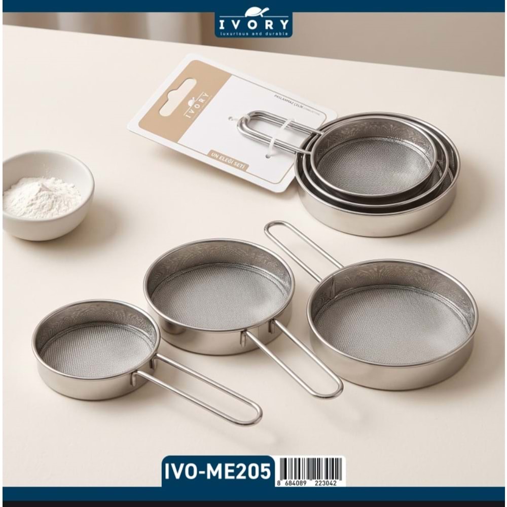 İVORY 3 LÜ MİNİ METAL UN ELEĞİ SETİ İVO-ME205