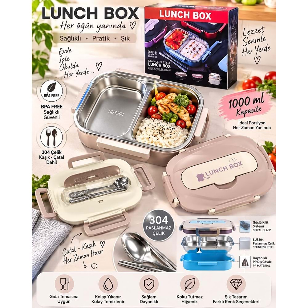 LUNCH BOX 2 BÖLMELİ ÇELİK SAKLAMA KABI