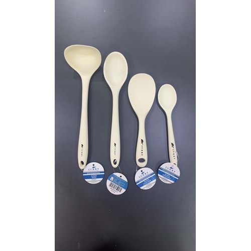 İVORY SİLİKON 4 LÜ KAŞIK KEPÇE SETİ KREM