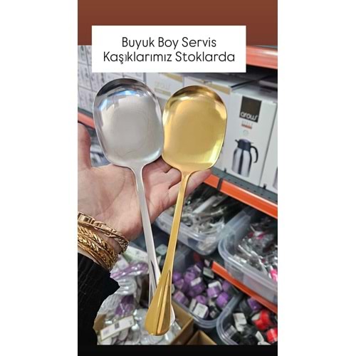 PASLANMAZ ÇELİK SUNUM KAŞIĞI BÜYÜK BOY GOLD