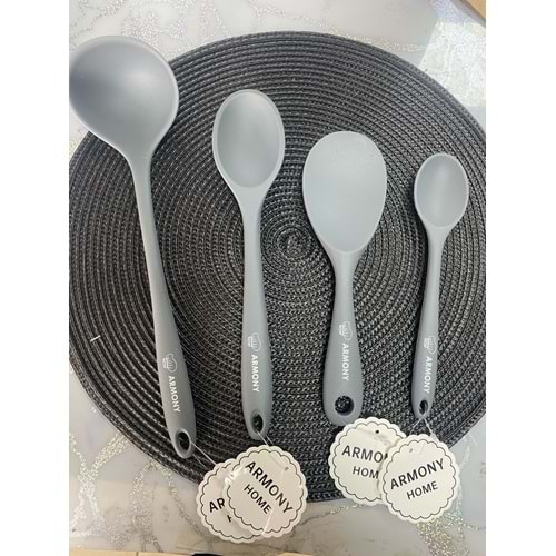 ARMONY 4 LÜ SİLİKON KAŞIK SETİ GRİ
