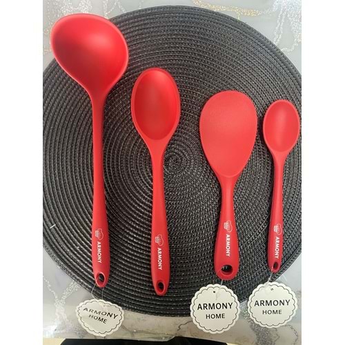 ARMONY 4 LÜ SİLİKON KAŞIK SETİ KIRMIZI