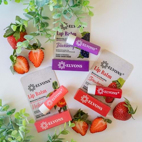 ELVONS LİP BALM DUDAK BAKIM KREMİ BESLEYİCİ VE NEMLENDİRİCİ ÇİLEK