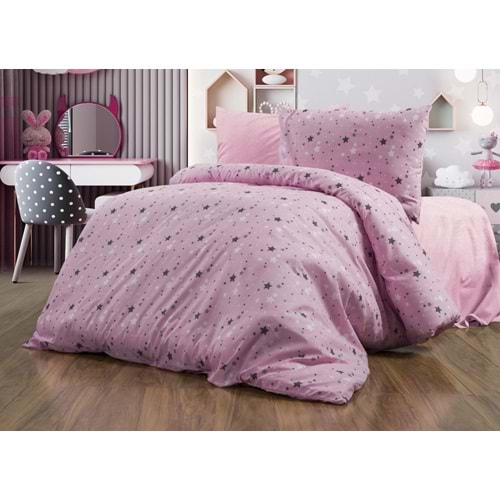 PEMBE YILDIZLI TEK KİŞİLİK NEVRESİM TAKIMI