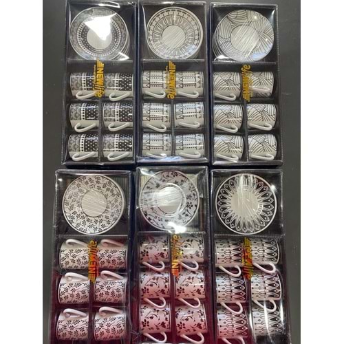 SİYAH MODEL 6 LI DESENLİ KAHVE FİNCAN TAKIMI