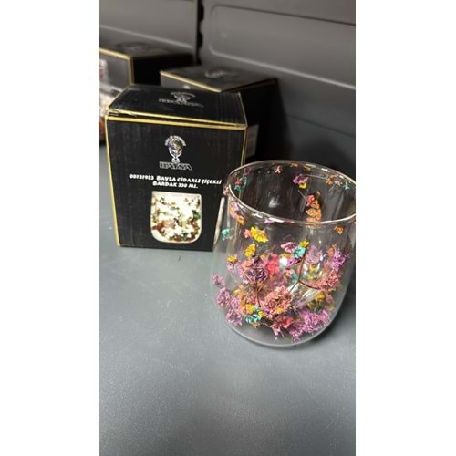 00151923 350 MİLİM CİDARLI ÇİÇEKLİ BARDAK