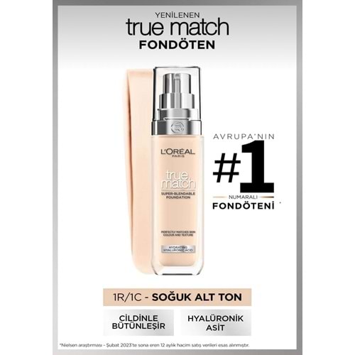 L’OREAL PARIS TRUE MATCH 1R ROSE IVORY FONDÖTEN
