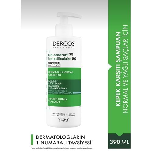 DERCOS KEPEK KARŞITI NORMAL VE YAĞLI SAÇLAR İÇİN ŞAMPUAN 390 ML
