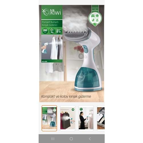 KİWİ PORTATİF BUHARLI KIRIŞIK GİDERİCİ ÜTÜ KSI-650N