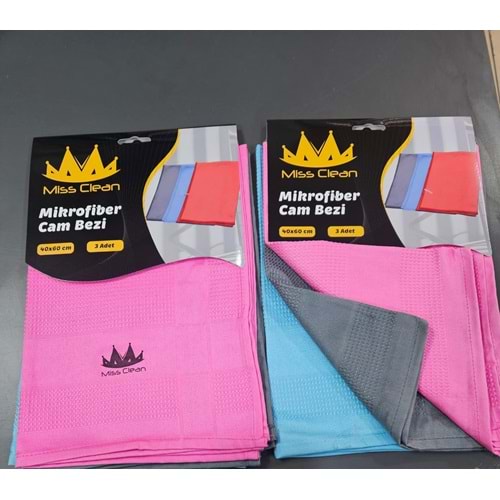 MİSCLEAN MİKROFİBER 3 LÜ CAM BEZİ