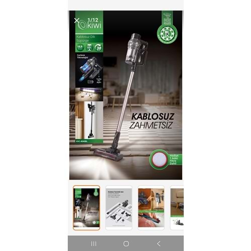 KİWİ ŞARZLI DİKEY SÜPÜRGE KVC4040BL