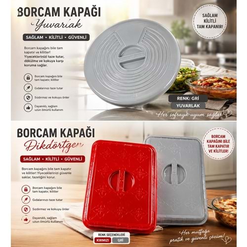 BORCAM KAPAĞI DİKDÖRTGEN KIRMIZI